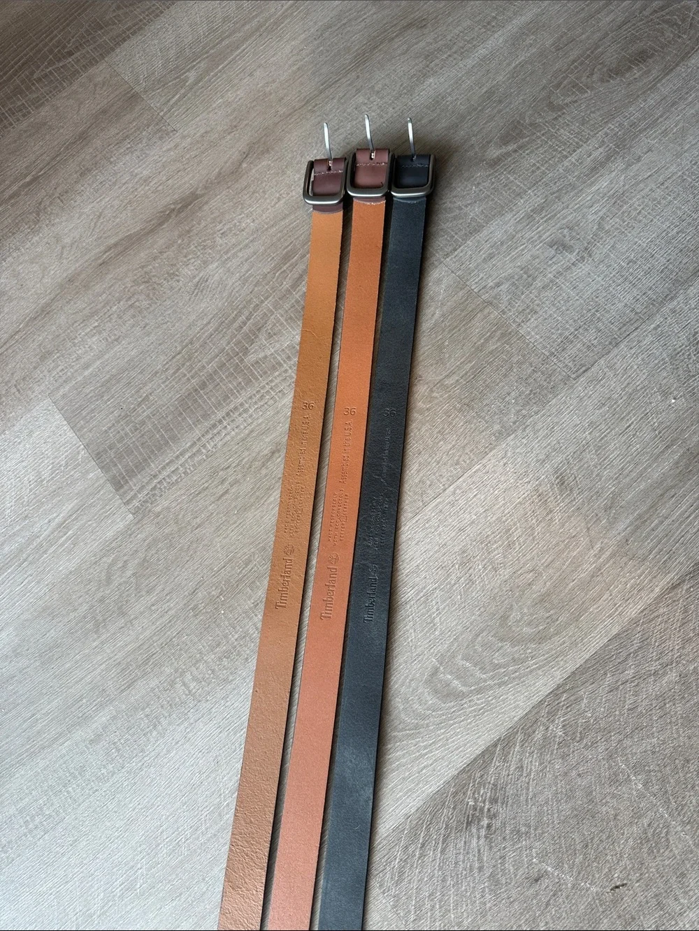 Timberland Bundle Deal 3 Pk Genuine Leather Belts Size 36 - Black Brown Chestnut